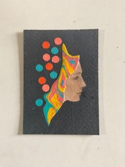 aceo original art portrait face surreal collage woman pop oddities 2.5×3.5