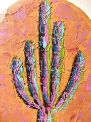Original Oil Painting Cactus Hand Painted Impasto on Canvas Art Home Decor 9×7