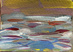 ACEO Artist Card 3.5 X 2.5 Abstract Landscape Acrylic Original Painting on Paper