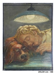 Painting Portrait Little Girl With The Dog artwork by James From Baskets B8