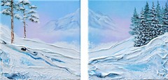Original acrylic landscape duplex paintings long distance relations gift art
