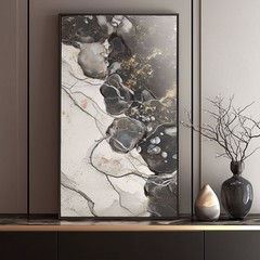 Wall Art Abstract Hand Painted on Oil Painting Canvas Minimalism Gray Black