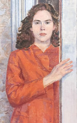 LISTED AMERICAN DEBORAH DORSEY SIGNED ORIGINAL OIL on CANVAS WOMAN in DOORWAY