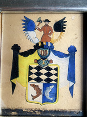 Behind Glass Painting Heraldry Coat of Arms Antique Unknown Original Feudal