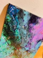 Galaxy Painting – Epoxy Finishing Coat – Aqua Purple Shimmer – 16 x 20 inch