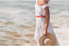 Domingo Alvarez „Shine in the Blue #23“ Original Pastel Painting Signed Woman