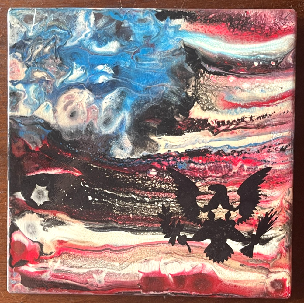 Art Abstract Painting „Freedom“ 7.5X7.5 Original 2019 Signed by Artist PGabb