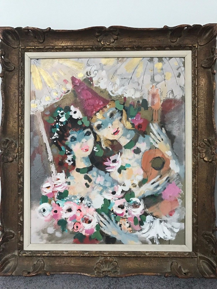 Charles Cobelle Original 25″ X 29″ Oil on Canvas Painting – two ladies – no sig