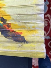 VTG Homemade Folk Window Shade Painting 44”x32” Butterfly Yellow, 1 Of A Kind