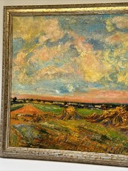 ANTIQUE FARM PAINTING GIVERNY LANDSCAPE BY LAWTON PARKER AND ALSON CLARK RARE