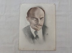 Lenin Vtg Large Soviet Picture Russian Communist Painting USSR 1971