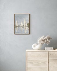Vintage Framed Sailboat Canvas Wall Art Nautical Summer Seascape Decor 12×16