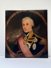 ANTIQUE NAVAL COMMANDER PAINTING PORTRAIT ADMIRAL HORATIO NELSON BATTLE RARE