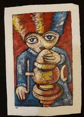 HONDURAS CARIBBEAN ABSTRACT FOLK PAINTING. SIGNED GUILLEN. 2022