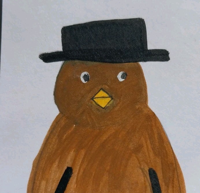 Bird In Hat Original Hand Painted Painting 8×10 Homedecor Modern Art Signed