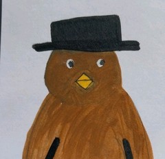 Bird In Hat Original Hand Painted Painting 8×10 Homedecor Modern Art Signed