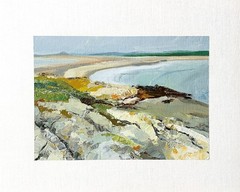 8×10 Maine Original Oil Painting Seascape Beach Rocks Coast Impressionist Signed