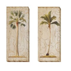 Palm Swirls by Medley 2-pc Gallery-Wrapped Canvas Art Set (20 in x 8 in Each Pc)