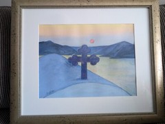 Original Watercolor Painting Signed Dianne Sutter 42x31cm Framed Spiritual Art