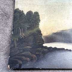 Antique 19thC Tonalist Oil Landscape Painting On Russell’s Canvas Board 1879 Pat