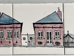 Jacques De Clercq / DeClercq Painted & Signed 4 Tile Art – French Quarter Houses