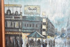 Signed K. Andrea Oil Painting „Paris Street in Rain“ Framed 43″ x 31″ Abstract