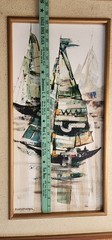 Original Paco Gorospe framed oil Paiting and signed MCM wall art 29 1/2″ x 17…