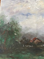 1980’s Oil Painting Landscape Fishing Theme 8x 10