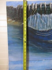 OOAK Lot of 3 original paintings collage boats 24×18 signed canvas Gallery Wall
