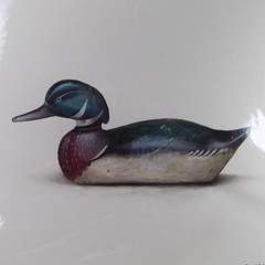 Roy Legaux Sr. Original Watercolor Painting Mason Decoy: Wood Duck 22.5″x30″ VGC