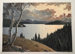QUINTEN GREGORY Original Watercolor Painting Of Coeur D’alene Idaho -38×30”