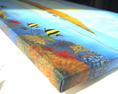 HAWAII MOLOKINI MAUI LIMITED EDITION LARGE STRETCHED CANVAS SCUBA FISH SIGNED
