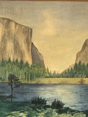CALIFORNIA ANTIQUE YOSEMITE VALLEY PLEIN AIR LANDSCAPE OIL PAINTING VINTAGE 1960