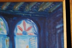 FRAMED OIL VITRALES STAINED GLASS WINDOWS OLD HAVANA, CUBA ARTIST: HECTO VIDAL