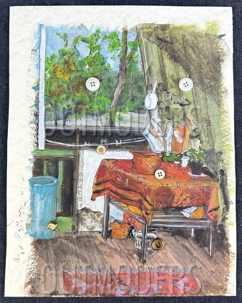 Still Life by the Cabin Window VTG Painting Apaydinli Contemporary Expressionism