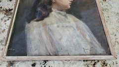 Antique Oil on Canvas Painting, Portrait of a Lady