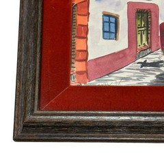 Mexican Street Scene Original Watercolor Painting Signed Santa Prisca de Taxco