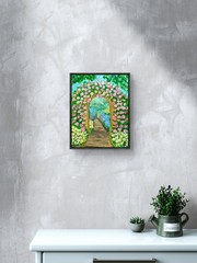 Original Contemporary 11×14 Rose Garden Arch Acrylic Canvas Impressionist Art