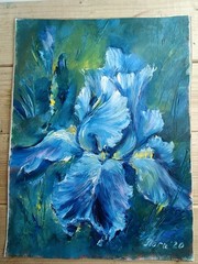 French lily flower impressionist original oil painting canvas cardboard framed