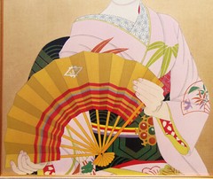 Akira Kato ORIGNL Bijinga Signed Gorgeous Japanese Girl Woodcut Print FRAMED Art