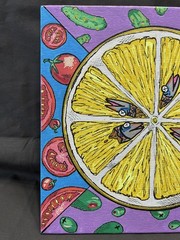 Original Painting C3DESIGNGOODS-8.5×8.5 Acrylic Abstract Sardine Lemon Seeds