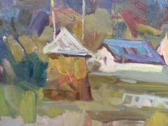 Oil painting At dawn Ukrainian painter Canvas original landscape home decor art