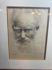 H L Bauman Signed 1932 Mixed Media Portrait Bearded Man Framed VG 18×15 Art