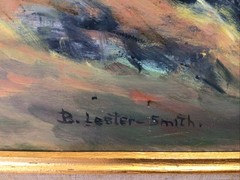 Artist B Lester Smith Titled Winding River Landscape Framed Oil Painting 1980s