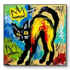 Dipant Art King Cat 10×10 Canvas Neo Expressionism Original Artwork Fine Art