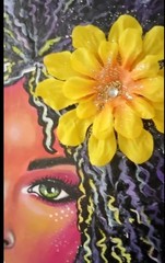 Original 14 x 11 Framed African American Woman Canvas Board Wall Painting