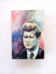 JFK – President Kennedy Portrait Painting/Art On Wood 12″x8″x3″
