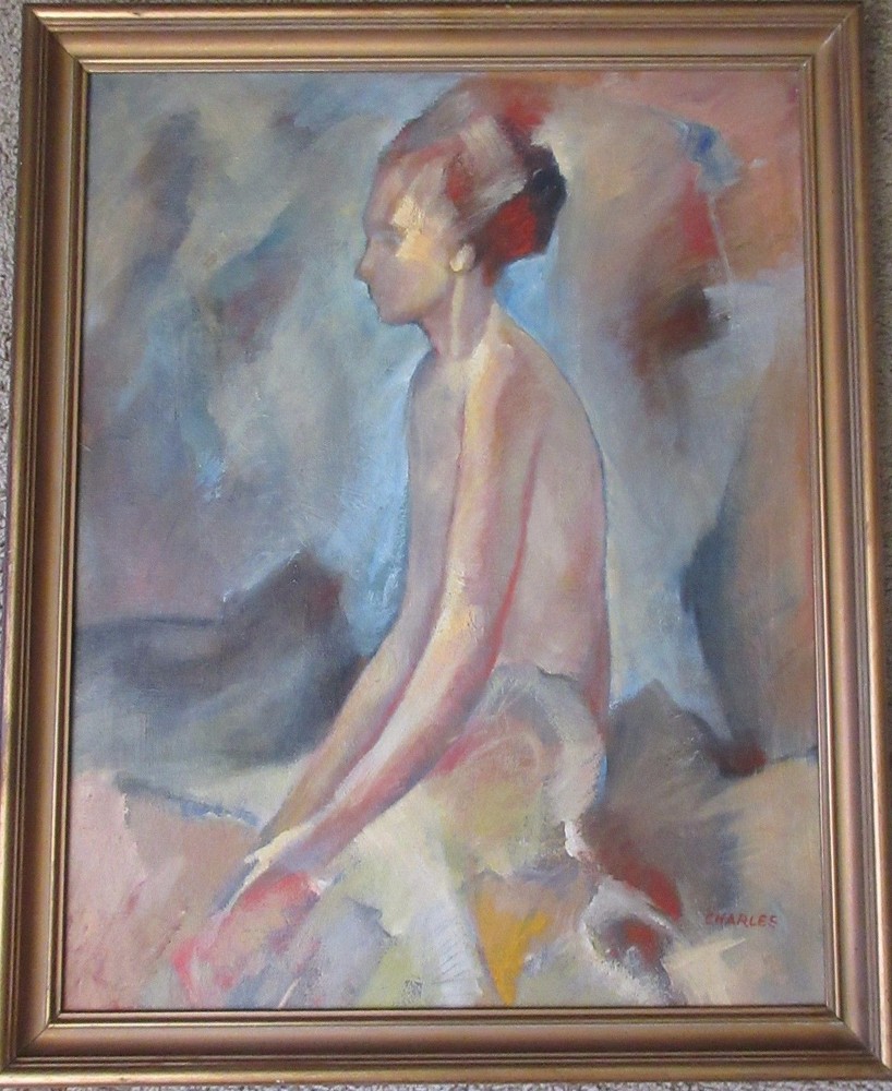 Mid Century Painting Portrait Nude Modernist Expressionism Modernism 28 inches