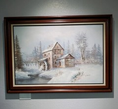 Vintage Landscape Oil Painting on Carbo 24″x36 by Artist W.jones In Good Condit