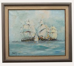 George Richard Deakins (1911-1982) – Framed 20th Century Oil, A Royal Fleet